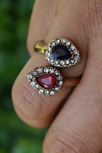Stoneage Ruby and Sapphire Stone Adjustable Women's Ring