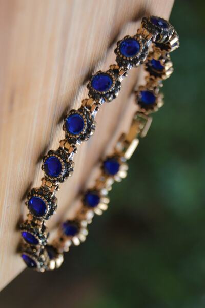 Stoneage Black Diamond Ve Safir Mavi Taşlı Bileklik