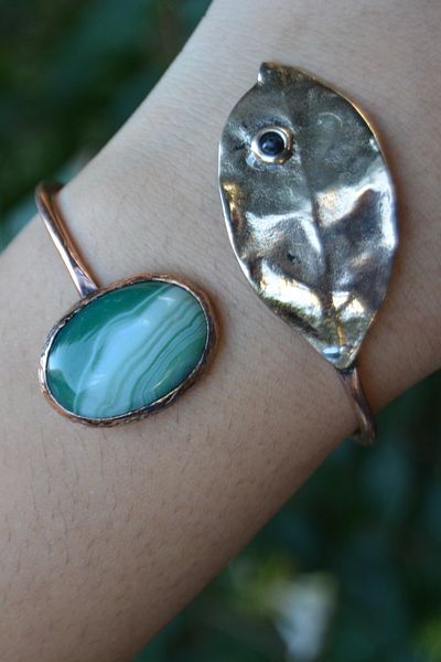 Stoneage Jewellery Green Agate Jewelled Design Bracelet