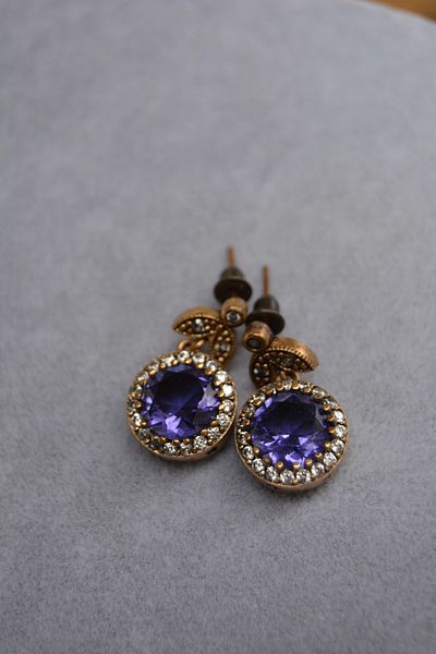 Stoneage Authentic Earrings with Sapphire and Zircon Stone