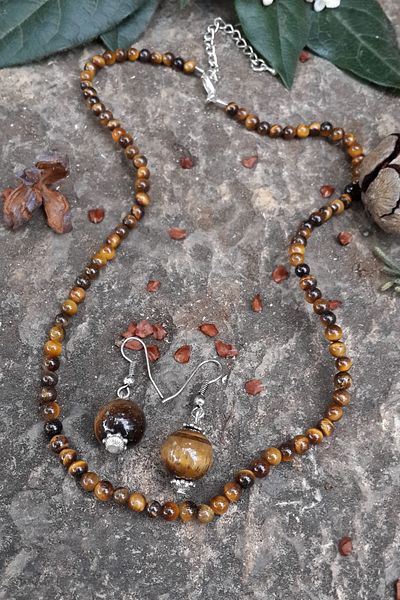 Stoneage Tiger Eye Natural Stone Men's Women's Necklace