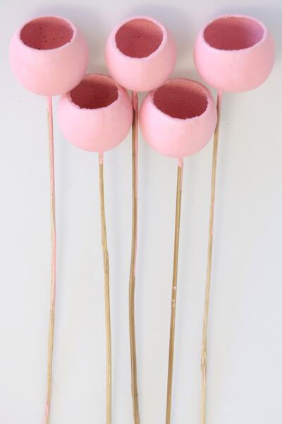 Yapay Çiçek Deposu كوب جرس مزخرف مكون من 5 قطع على شكل قرع استوائي وردي فاتح