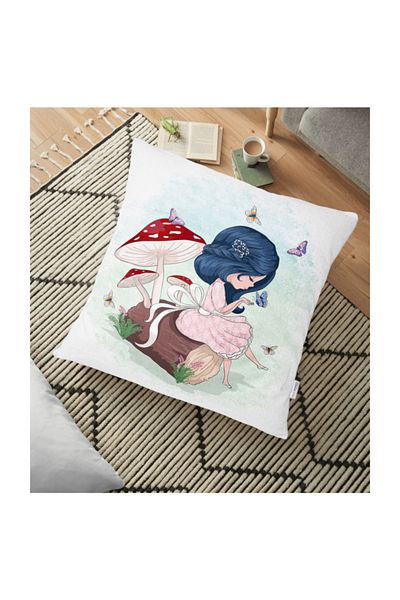 Realhomes Fashion Girl Printed Digital Perna de podea Moderna - 70 X 70 cm
