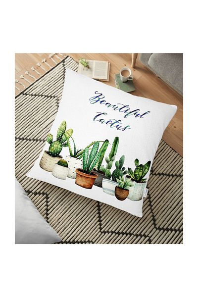Realhomes Perna de podea digitala Imprimata Beautiful Cactus - 70 X 70 cm
