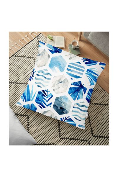 Realhomes Pernă decorativă de podea în formă geometrică cu tematică albastră - 70 X 70 cm
