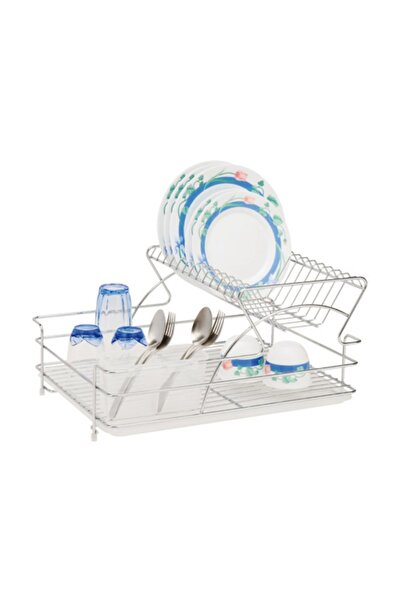 Ece Metal Lux Krom Bulaşıklık Tabaklık Krom Kaplama Metal Sepet Plastik Tepsi