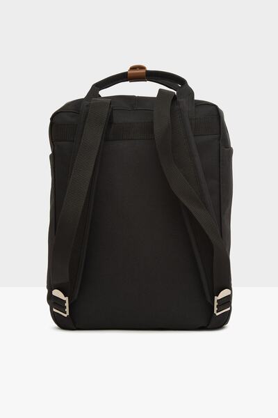 Bagmori Unisex Black Belt Detailed Pocket Backpack