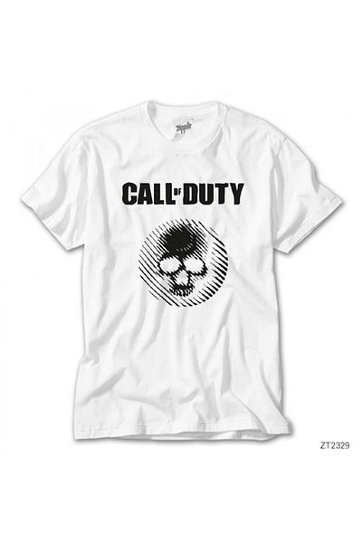 Z zepplin Тениска Call of Duty Skull с бяла принтирана тема