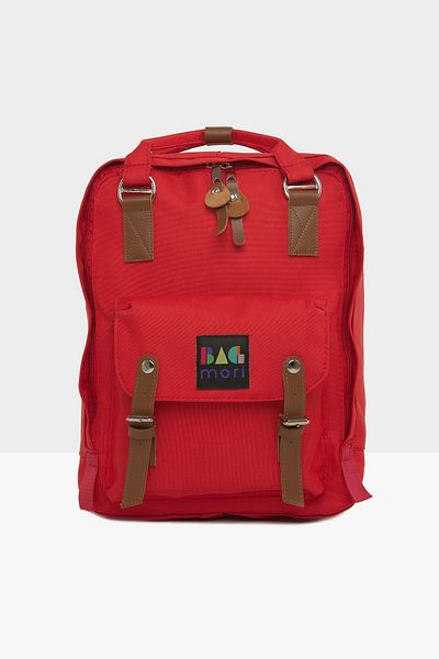Bagmori Red Unisex Belt Detailed Pocket Backpack