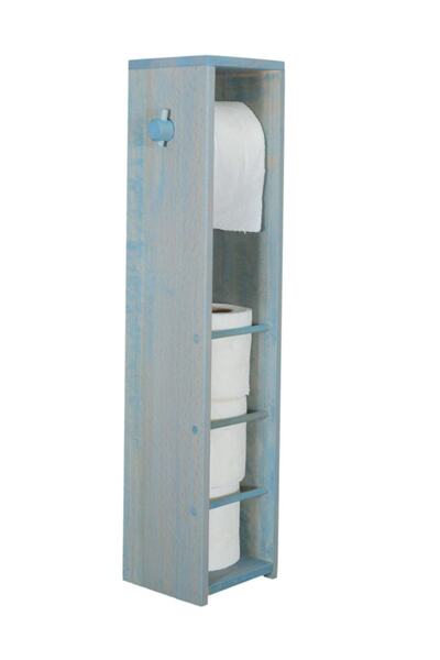 Bahat Držač toalet papira od bukovog drveta, antikno plavo obojen