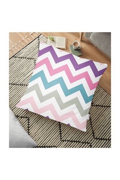 Realhomes Pernă decorativă de podea cu imprimare digitală cu model în zig-zag - 70 X 70 cm
