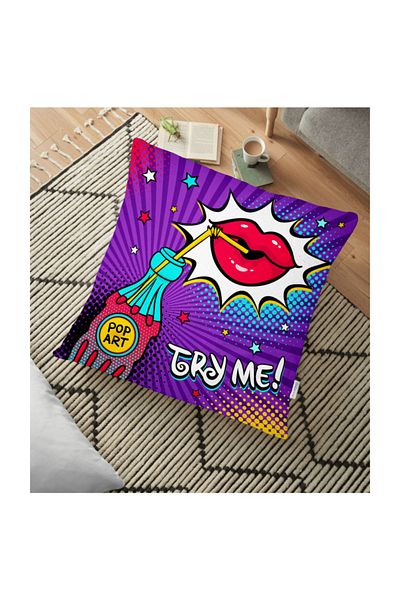 Realhomes Perna Decorativa de Pardoseala Imprimata Digital cu Fundal Violet Design Pop Art - 70 X 70 Cm