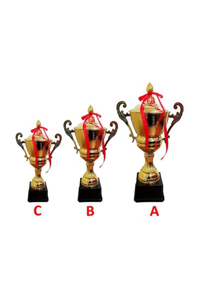 AVESSA 33 Cm Kapaklı Kupa Gold Kaplama Kupa Madalya J3023c