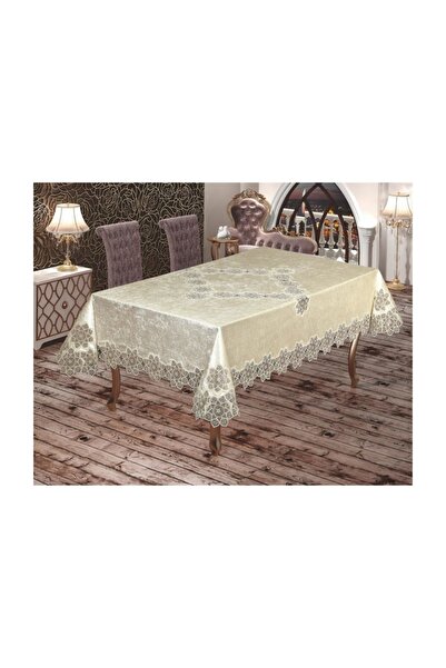 Essen Dantelli Valery Masa Örtüsü Kadife 160 x 220 Krem