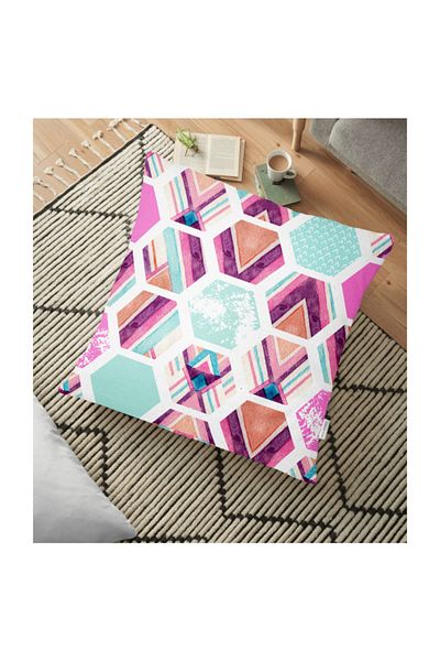Realhomes Pernă de podea imprimată digital cu forme colorate moderne 70x70 cm