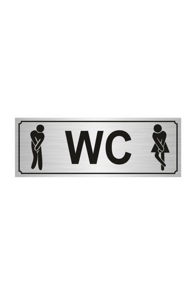 Özarslan Dizayn Wc Men Women Directional Sign 7 X 20 cm Adhesive Silver Color