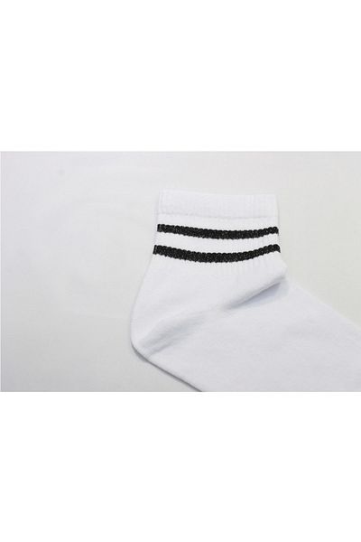 Moda Çorap White, Black Striped 3-Piece Tennis Socks