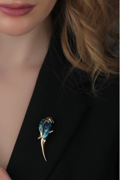 ARIKI Kadın Altın Papağan Broş