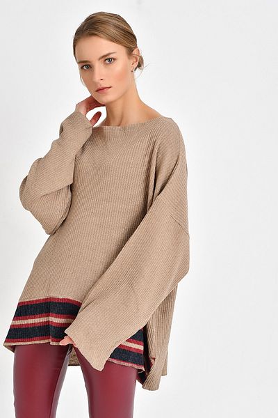Quincey Casual μάλλινο πουλόβερ Μπεζ BDE2522