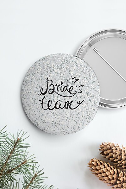 PEKSHOP Bekarlığa Veda Brides Team Rozet, Gümüş Parıltılı