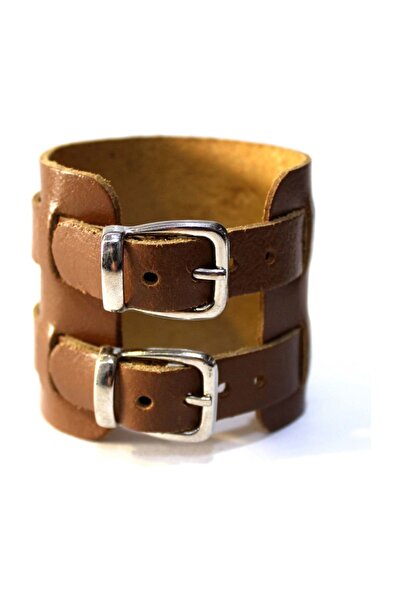 Modaroma Çift Kemerli Kalın Kahverengi Bileklik