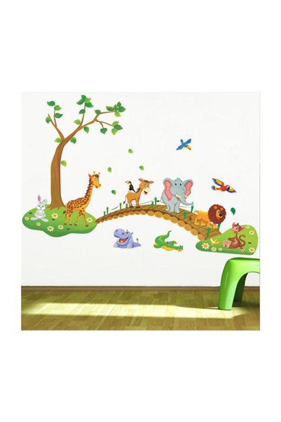 KT Decor Decorarea camerei copiilor: decor de perete cu poduri din copaci și ...