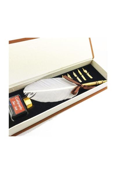 Steelpen Orijinal Steel Pen Kuş Tüyü Divit Kalemi Seti Beyaz