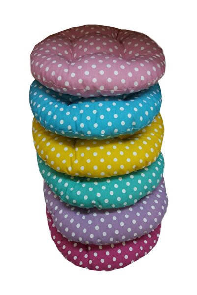 Fitsdekor Yuvarlak Sandalye Minderi Rengarenk Puantiyeli 38 Cm