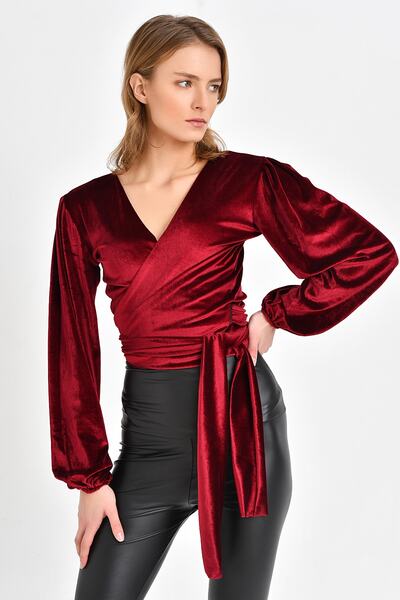 Quincey Βελούδινη μπλούζα Claret Red BDE2507