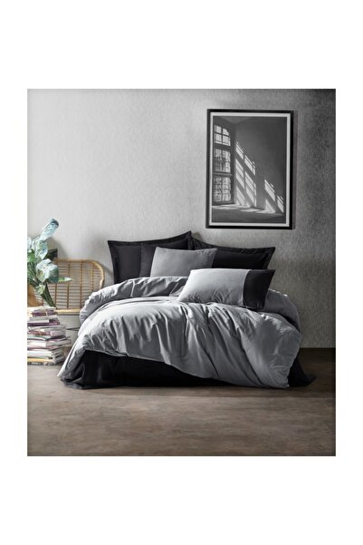 Cotton Box Одномісний комплект постільної білизни Ranforce Plain сіро-чорний