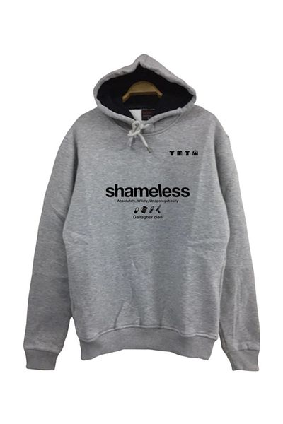 fame-stoned Φούτερ Shameless Printed Unisex 100% βαμβακερό γκρι κουκούλα