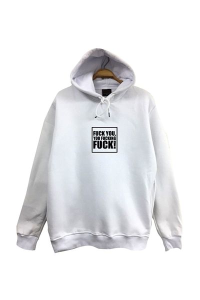 fame-stoned Φούτερ Shameless Printed Unisex 100% βαμβακερό λευκό φούτερ με κουκούλα