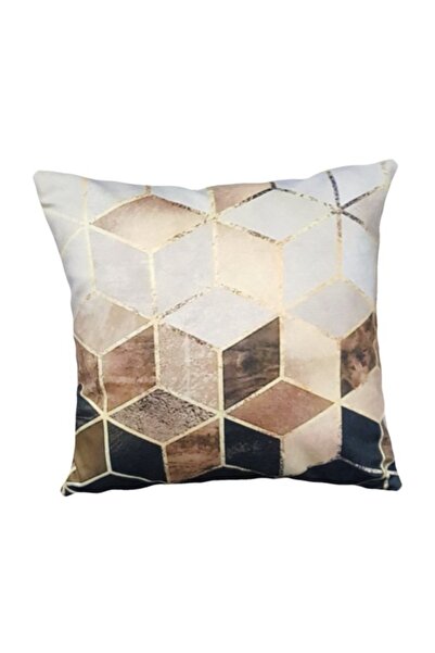 Mrs.Gugar غطاء وسادة على شكل قرص العسل ذهبي - بني