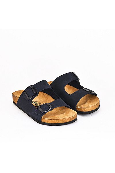 Moosefield Genuine Leather Black Women's Slippers