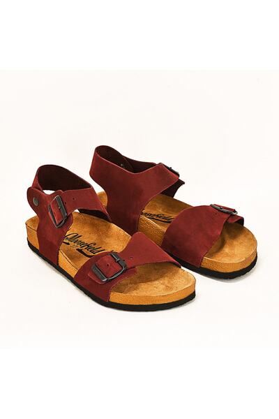 Moosefield Genuine Leather Claret Red Women's Sandals