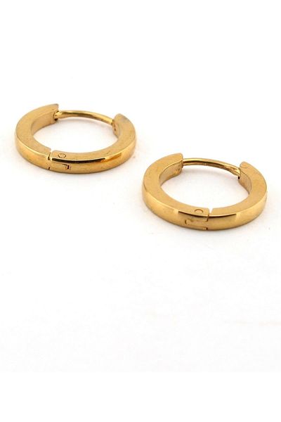 Solfera Slanted Design Yellow Steel Hoop Men's Earrings