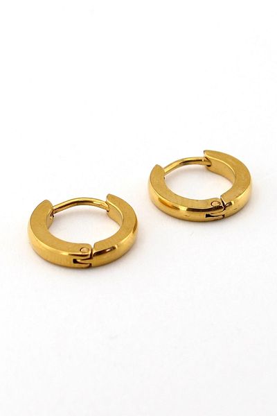 Solfera Thin Yellow Steel Hoop Double Men's Earrings E415