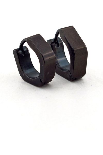 Solfera Square Design Stainless Black Steel Men's Earrings E555