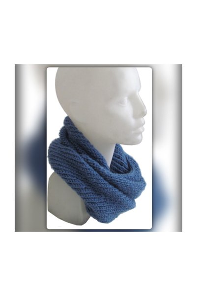 Pafuli El Örgüsü %100 Akrilik Koyu Mavi Unisex Boyunluk