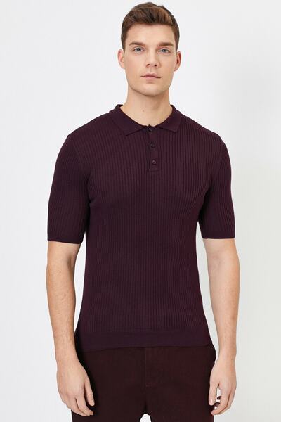 Koton Ανδρικό πουλόβερ με λεπτομέρεια με μωβ κουμπιά 0YAM91718GT