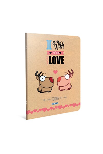 Gıpta Kareli Tel Dikişli Defter Love A5 60 Yaprak