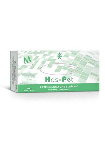 Has-Pet White Latex Powdered Examination Gloves Medium 100pcs