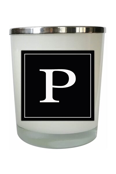 LYN HOME & DECOR P Harf Etiketli Büyük Boy Beyaz Mum