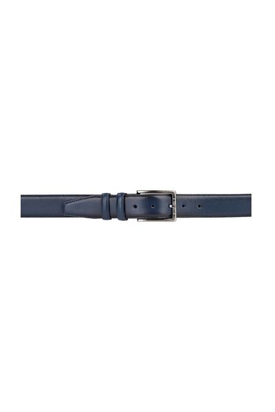 Deriza Ανδρική δερμάτινη ζώνη Navy Blue ραμμένη