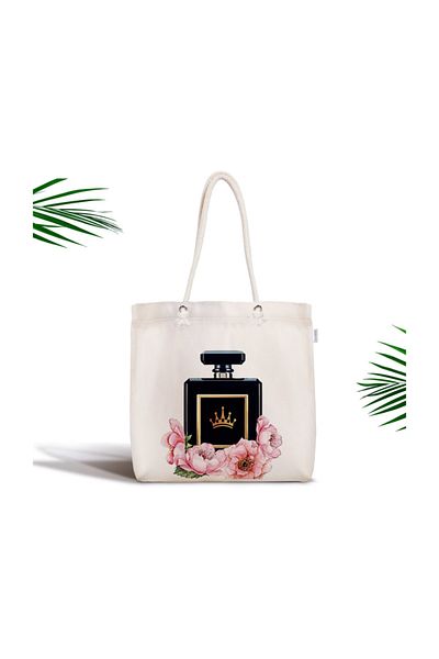 Realhomes Coco Perfume Design Ψηφιακή τυπωμένη 3D υφασμάτινη τσάντα με φερμουάρ Canta-3363
