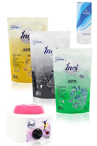 İnci Ağda 3 Kutu - Azulen, Naturel Ve Peeling Etkili Siyah + Ağda Makinesi