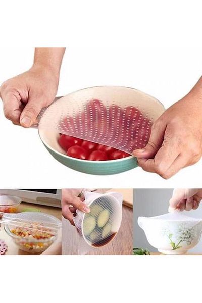 Jet Stretch And Fresh Washable Stretch Film 4 Pieces Reusable Silicone
