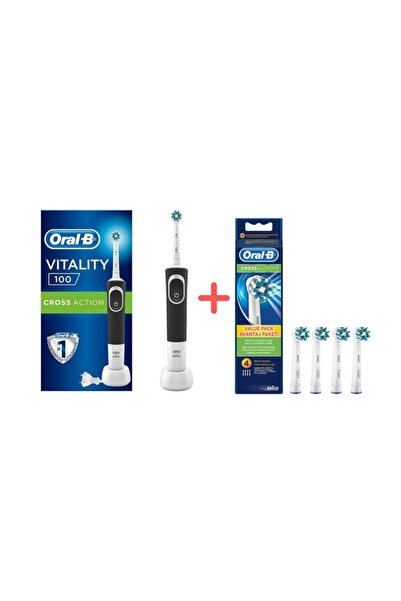 Oral-B Vitality D100 Şarjlı Diş Fırçası Siyah Ve 4 Yedek Başlık