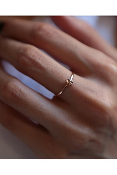 Reis Kuyumculuk Kadın Mini Yonca Sarı Altın Yüzük T1460.