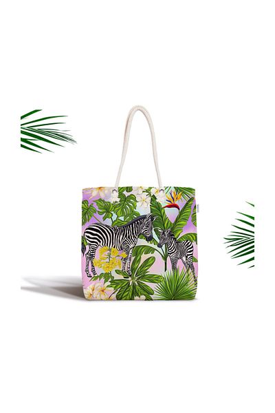 Realhomes Μοντέρνα υφασμάτινη τσάντα με φερμουάρ Exotic Zebra Pattern Canta-3182